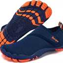 Racqua Boy's Girl's Kids Toddler Water Shoes Quick Dry Barefoot Lightweight Pool Swim Beach Sport Aqua Shoes(Toddler/Little Kid/Big Kid) (4 Infant, Wzk163b-blue/Orange)