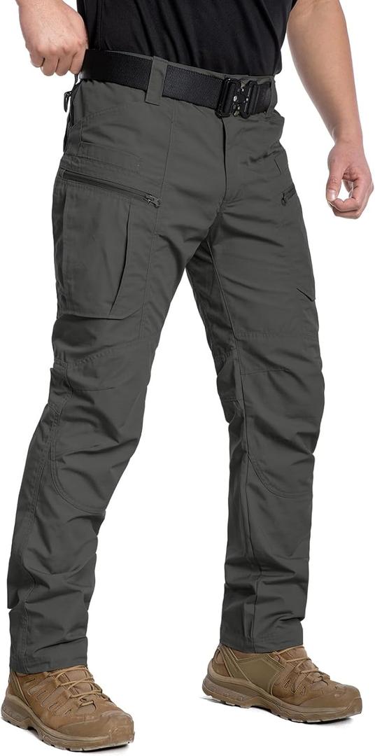 CARWORNIC Men's Lightweight Tactical Pants Ripstop Military Cargo Pants Water Resistant Outdoor Hiking Work Pants (36W x 34L, Dark Grey)