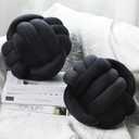 Namalu 2 Pcs Soft Knot Pillow Ball, Decorative Round Throw Knotted Pillows Cushion, Handmade Stuffed Ball Pillows for Bedroom Sofa Couch Home Decor(10.6 Inches,Black)