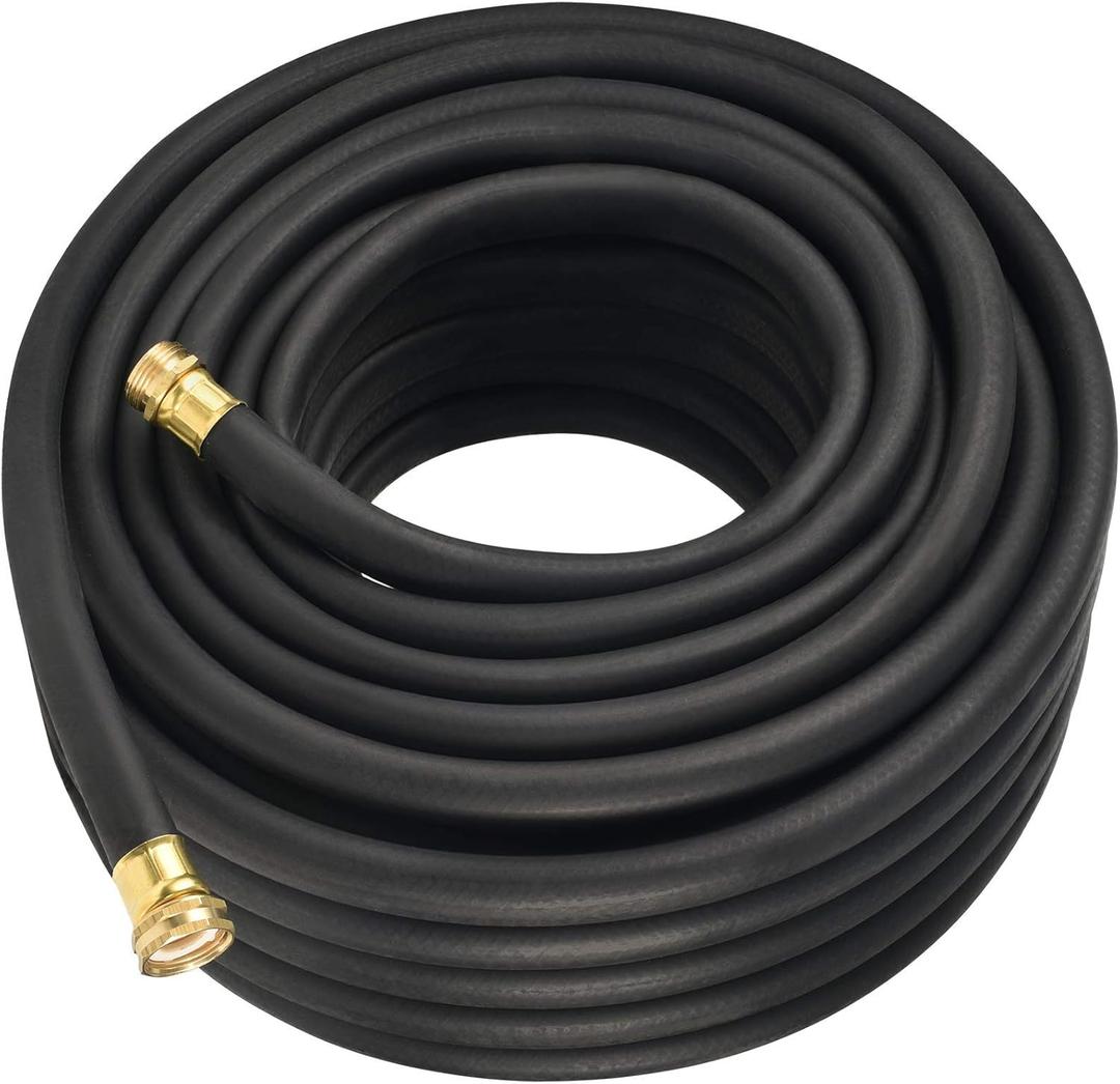 Flexon 5/8" x 100Ft Premium Rubber Garden Hose  Heavy-Duty, Commercial-Grade, All-Weather Flexibility, High Burst Strength, Crush-Proof Couplings, Kink-Resistant, Ideal for Landscaping and Job Sites