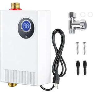 Tankless Water Heater Electric, 110V 3000W Under Sink Instant Hot Water Heater, 3-5 Seconds Fast Heating, with LED Display, IPX4 Waterproof, Perfect for Small Apartment/RV/Bathroom & Kitchen Sink