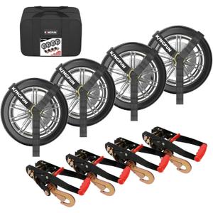 Kingfun Car Tie Down Straps for Trailers with Snap Hooks 4 Pack - 2" X 120" Tire Straps for A Car Trailer, 10,000lbs Break Strength Heavy Duty Ratchet Straps for Truck, Cars,Trailer & More