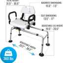 DMI 360 Max Comfort Swivel Shower Chair & Transfer Bench, Extra-Wide 360lb Capacity, Non-Slip & Padded Arms, Bonus Adjustable Back Scrubber