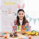 2 x Yquqwn Easter Table Decorations, Wooden Bunny Tabletop Decor with LED Lights, Wooden Bunny Sign with Plush Tail Vintage Plaid Style, for Easter Table Decor Spring Home Mantel Desk Office Party Decorations