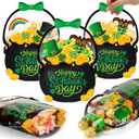 Fuutreo 25 Pcs St. Patrick's Day Gift Bags Black Cauldron Plastic Pouches with Handles Happy St. Patrick's Day Goodies Bags for Irish Holiday Party Candy Wrapping Supplies Decoration(Black Cauldron)