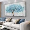 Yuaxker Tree Wall Art Blue and Gold Canvas Painting Modern Aesthetic Wall Decor Spiritual Artwork for Living Room Bedroom Dining Room Office Home Decor 20x40inch