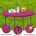 4 Pack Elastic Round Fitted Tablecloths for 60 Inches Tables Waterproof Picnic Table Cover Stretch Washable Indoor Outdoor Folding Spandex Tablecloth for Dining Wedding Banquet and Parties (Hot Pink)