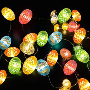 TURNMEON Easter String Lights Easter Decorations, 10 Ft 30 LED Egg Light Battery Operated Easter Lights Copper Wire Fairy Lights for Home Indoor Outdoor Decor Window Tree Party Hunt