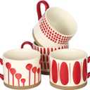 Koja 16 oz Premium Hand Painted Porcelain Ceramic Mug Set, Large Coffee & Tea Mugs, Elegant Decorative Durable Stoneware Microwave Safe Drinkware for Home Kitchen, 4-Pack