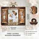 Personalized Wedding Gifts for Couples 2026 - Bridal Shower Gifts for Bride, Customized Wood Wedding Ornaments with Photos, Mr and Mrs Engagement Gift, Personalized Picture Frame
