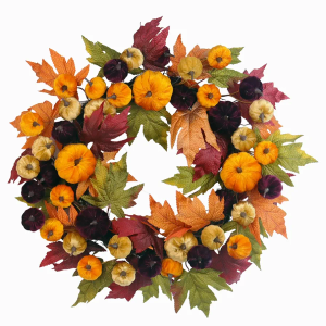 24" Fall Wreath for Front Door,Fall Decorations for Home,Autumn Velvet Pumpkin Wreath for Indoor Window Halloween Thanksgiving Decor