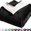 LBRO2M Sherpa Fleece Bed Blanket Fuzzy Plush Warm Super Soft Cozy Fluffy Microfiber Couch (Black, Twin(65x90 Inches))