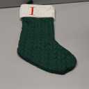 Christmas Stockings with Initials,20 Inches Large Knit Embroidered Letter Green White Christmas Stocking,Monogram Christmas Stocking for Famliy Holiday and Xmas Tree Fireplace (Letter I)