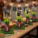 6 Sets 66 Pcs Football Centerpieces for Table Include Goal Post Photo Frame Decorations Football Cutouts Mason Jar Vases Artificial Grass Turf for Touch Down Rugby Day Birthday Party Decor