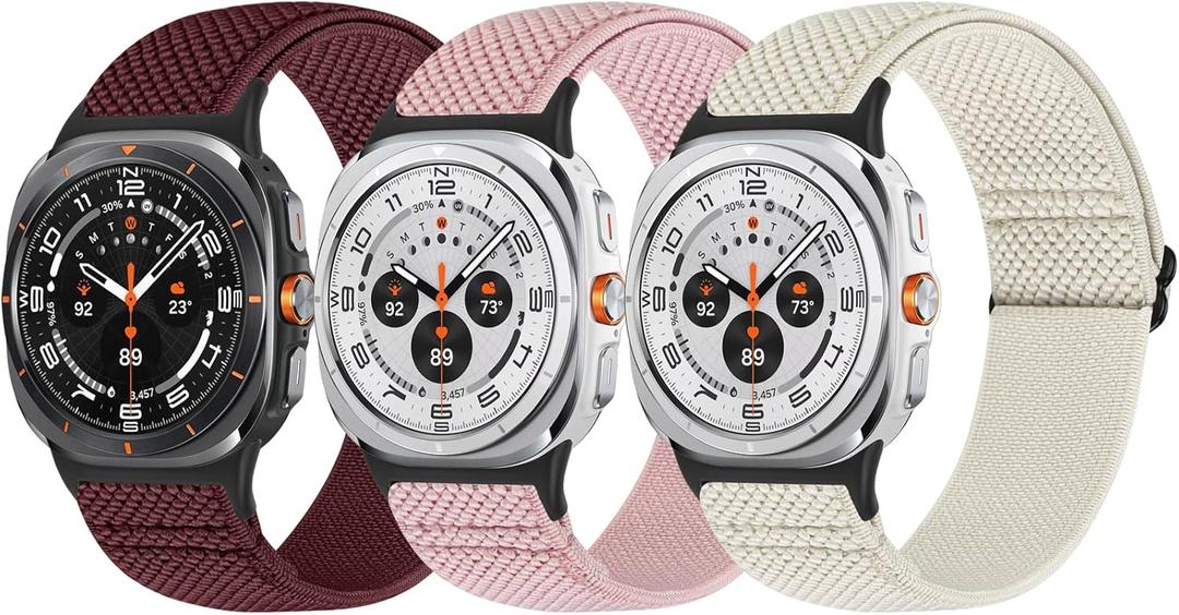 Elastic Watch Bands Only Compatible for Samsung Galaxy Watch Ultra 47mm (2025/2024) Men Women, Stretchy Nylon Soft Strap Breathable Replacement Wristband(Not for Other Models)