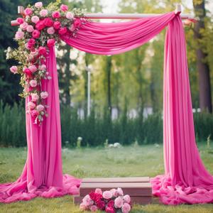 Wedding Arch Draping Fabric,2 Panels 18FT Hot Pink Sheer Chiffon Curtain Drapes 6 Yards for Wedding Ceremony Birthday Party Decoration Wedding Arch Draping Fabric,2 Panels 18FT Hot Pink Sheer Chiffon Curtain Drapes 6 Yards for Wedding Ceremony Birthday Party Decoration