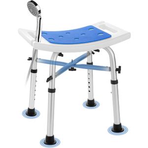 Shower Chair Bath Stool Seat 350 Lbs, Height Adjustable Bath Bench with Padded Seat for Seniors, Shower Stool Chair for Inside Shower, Shower Seat Stool with Heavy Duty Crossbar Support (Blue)