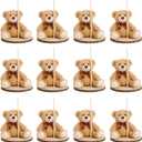 Canlierr 12 Set Bear Centerpieces for Baby Shower Decor Includes Bear Wooden 23-26in Rounds Circles Slices with Stick DIY Craft Birthday Wedding Gender Party Table Decorations, Khaki