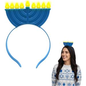Nicky Bigs Novelties Light-Up Hanukkah Menorah Costume Headband for Adults 9 LED Candle Chanukah Accessory with 3 Flash Modes Fun Jewish Holiday Costume for Parties Parades Festivals & Celebrations