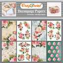 CrafTreat Rose decoupage Paper for Crafts - Romantic Flowers - Size: A4 (8.3 x 11.7 Inch) 8 Pcs - Decorative Paper for decoupage - Floral decoupage Paper for Furniture, Wood and Scrapbooking