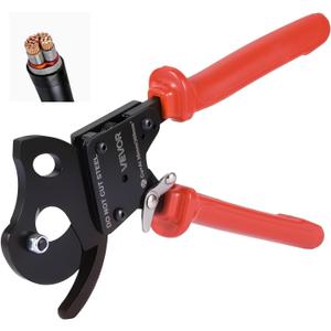VEVOR Ratcheting Cable Cutter, Spring Steel Blades with PVC-Coated Handles, Quick-Release Button, Heavy Duty Ratchet Cable Wire Cutter for Cutting Copper & Aluminum Cables Up to 600 MCM / 300 mm