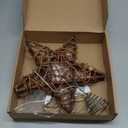 Christmas Tree Topper Star,Rattan Christmas Tree Topper with 50 LED Light,10 Inch Warm White Light Rustic Star for Christmas Tree Decoration Holiday Farmhouse Decor Battery & USB Powered