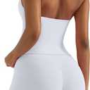 OMKAGI 2 Piece Workout Sets for Women Halter Sports Bra Tank Gym Biker Shorts Outfits (X-Large, White)