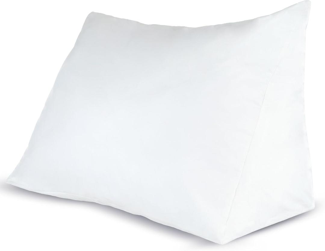 Wedge Pillow Down Alternate Back Pillow with Removable Cover for Easy Cleaning for Reading, Acid Reflux, and More by Lavish Home (White), Dimensions: 30 inches x 18 inches x 12 inches