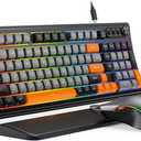 SABLUTE Gaming Keyboard and Mouse, Quiet Membrane Keyboard with RGB Backlit, PC Gaming Keyboard with Multimedia Knob, Anti-Ghosting, Ergonomic Wrist Rest & 3200 DPI Mouse for Gamer/Office (Black-grey)