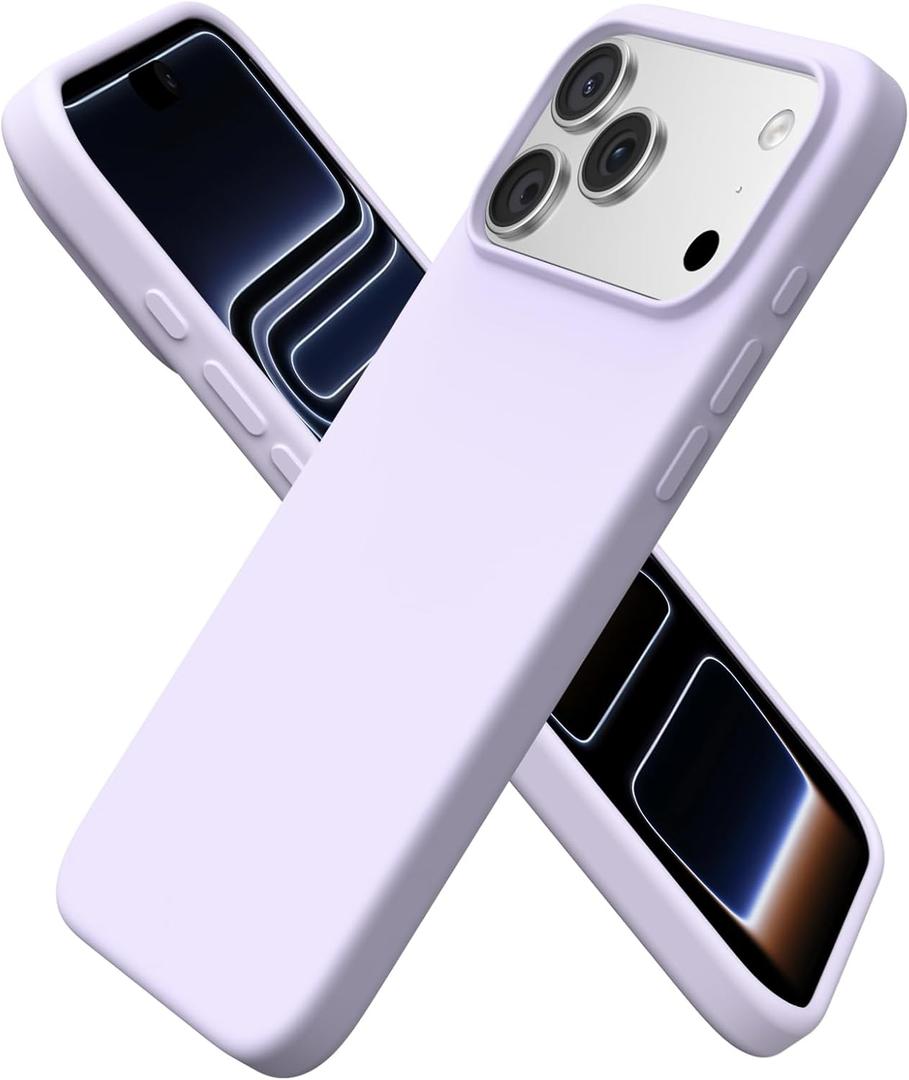 ORNARTO Compatible with iPhone 17 Pro Max Case 6.9", Slim Liquid Silicone 3 Layers Soft Gel Rubber Shockproof Protective Cover with Anti-Scratch Microfiber Lining-Pastel Lilac