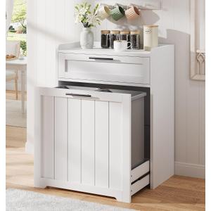 Pull Out Trash Can Cabinet, 2x13 Gallons Garbage Recycling Bin with Drawer