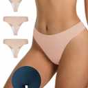 LUCKMEEY Cotton Thongs for Women Seamless Thongs for Women No Show Thong Panty Liners Workout G-String Thongs Underwear S