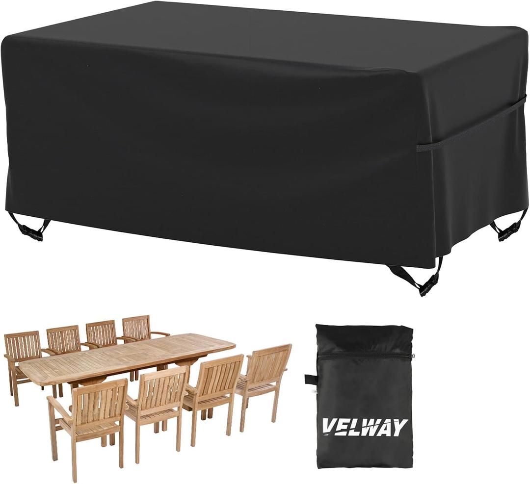Velway Patio Furniture Cover Outdoor, Waterproof Rectangular Patio Table Chair Sofa Set Cover, 95Lx64Wx40H, All Weather Oxford Tear-Resistant Material with Zipper Carrying Bag Windproof Buckles