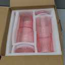 GOSCHE Glass Coffee Cups with Lids and Straws, 20oz Drinking Jar Glass Tumbler for Iced Coffee, Vintage Ripple Glassware Smoothie Cups, Pink, 2Pcs