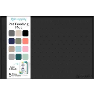 Dog Food Mat - 28x18 Raised Edges Dogs Mat for Food and Water Prevent Spill, Waterproof Cat Food Mats Protect Floors, Easy Clean Dog Bowl Mats for Food and Water, Silicone Pet Feeding Placemats (Black)