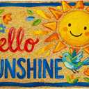 Welcome Mat 17x29 Inch Spring Summer Front Door Mat, Hello Sunshine | Non-Slip Rubber Backing, Low Profile Design, Easy Clean, Absorbs Dirt, Heavy Duty, Indoors and Outdoors Use