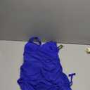 Blooming Jelly Women One Piece Swim Dress Tummy Control Swimsuits Slimming Mesh Sheer Sarong Wraps Bathing Suit (Small, Royal Blue)