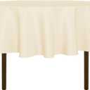 sancua Round Tablecloth - 80 Inch - Water Resistant Spill Proof Washable Polyester Table Cloth Decorative Fabric Table Cover for Dining Tables, Buffet Parties and Camping, Beige