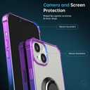 Ring Holder Series Case Designed for iPhone 13 6.1 Inch, Clear Cute Slim Colorful Bumper Protector Phone Stand Cover Support Magnetic Car Phone Mount (Purple Blue)
