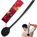Silicone Back Scrubber for Shower, 17in Lengthen Long Handle Body Brush, Double Sided Shower Brush for Shower Exfoliating and Massage Can Produce Rich Foam, Long Handle Back Scrubber for Men (Changbing)