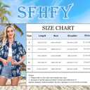 Womens Hawaiian Shirt Hawaii Button Down Shirts Palm Floral Tropical Vacation Outfits Casual Summer Trip Blouse Top (Blue, XL)
