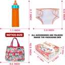 14 Pack Baby Doll Accessories, Baby Doll Feeding and Caring Set Includes Diaper Bag, Doll Diapers, Magic Bottle, Changing Mat for Girl Toddler Kid, Babies Pretend Play Set for Birthday Gift Christmas
