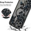 Fiyart Designed for iPhone 13 Pro Max Case Matte Flowers Design Compatible with MagSafe Wireless Charging,Cute Floral Anti-Scratch Translucent Phone Cover for Women Girls 6.7"-Black