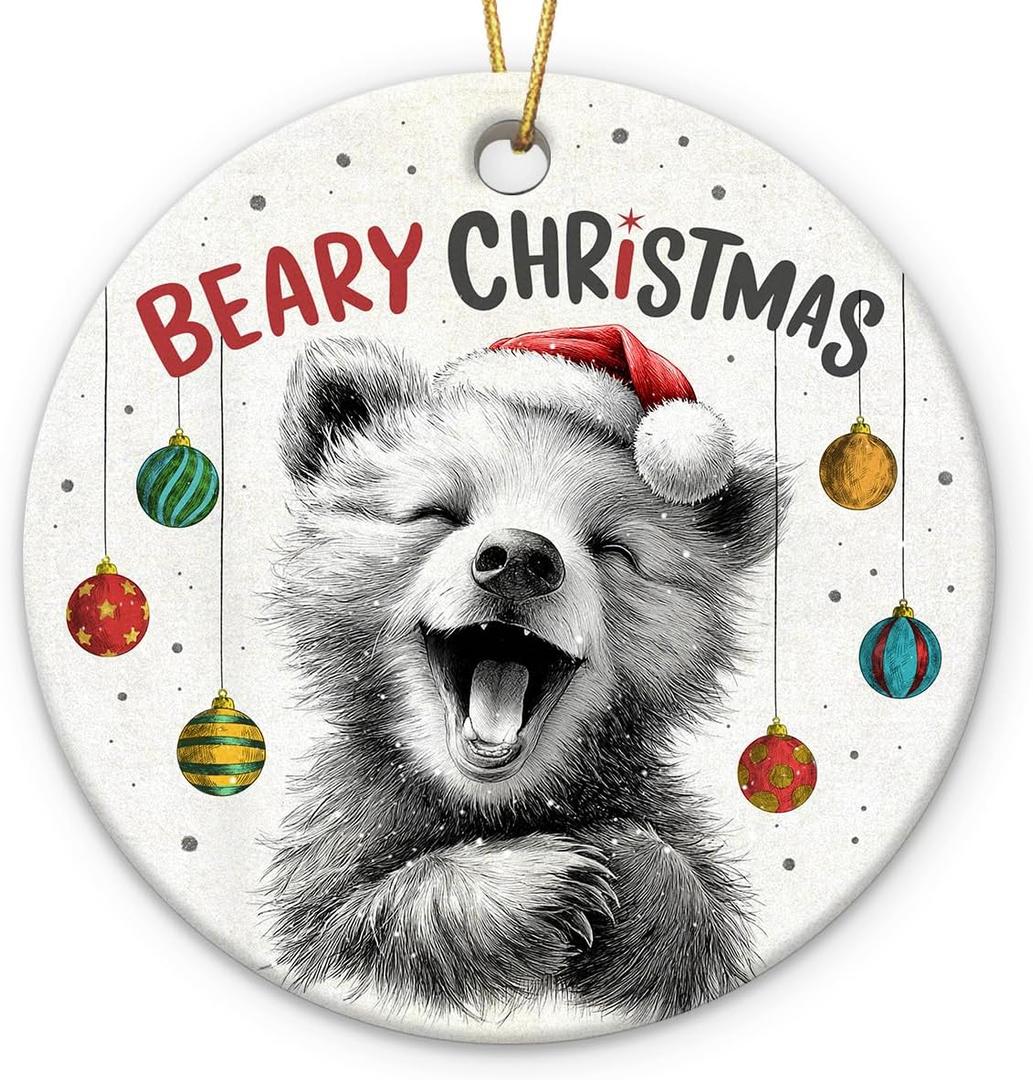 2 x Bear Christmas Ornaments 2025 - Forest Animals Ornaments for Christmas Tree Decorations, Unique Xmas Gifts for Bear Lovers Friends Mom Family, Woodland Animal Lovers Gifts for Women Men