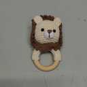 Wooden Baby Rattle, Crochet Lion Rattle, Newborn Wooden Animal Rattle Toy, Infant Rattle Toys