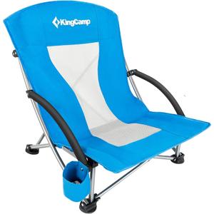 KingCamp Low Beach Chairs, Portable Folding Chair for Adults Extra Wide Ergonomic High Back Seat 300lbs Heavy Duty Lightweight Oversized Gear with Carry Bag for Outdoor Lawn Camping Picnic (Ergobreeze C Blue)