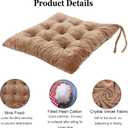 6 Pack Square Seat Cushion Chair Pads for Kitchen Dining Chairs, Soft Comfort Velvet Chair Mat Pillow Cushions with Ties for Office Desk Living Room Tatami 15.5", Khaki