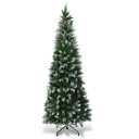 7.5ft Snow Flocked Pencil Christmas Tree Hinged Pine Cones