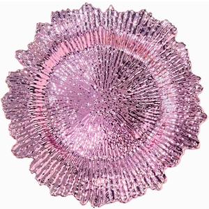 13-Inch Pink Charger Plates - Reusable Set of 6 Plastic Dinner Plate Chargers for Elegant Table Decor