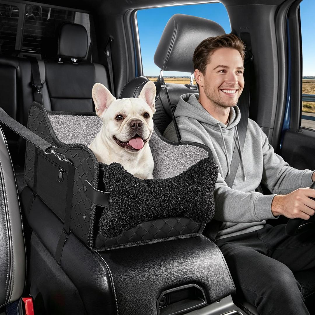 Center Console Dog Car Seat,Pet Puppy Middle Console Dog Car Seat for Dogs (Black, Large)